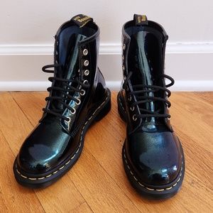NEVER WORN Dr. Martens 1460 Teal Sparkle Metallic Boots Womens 6 M